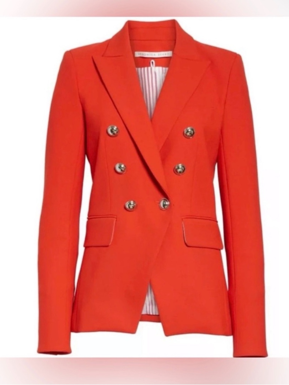 Veronica Beard Orange Double-Breasted Tailored Blazer